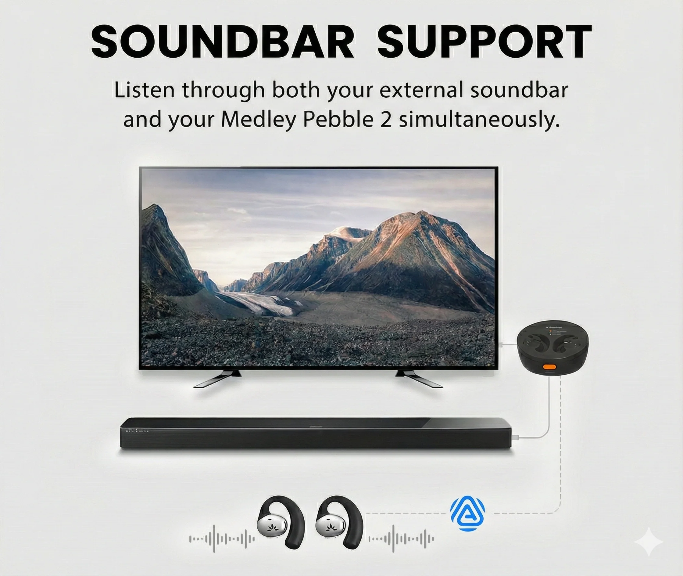 Medley Pebble 2 | Open-Ear Auracast TV Earbuds Set - Image 5